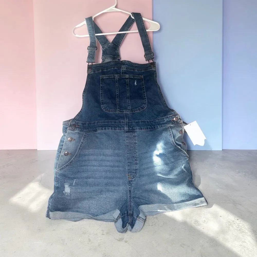 Celebrity Pink Blue Denim Overalls. Size 3XL.